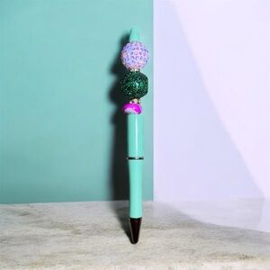Beaded Mint Green Pen with Sparkle Accents